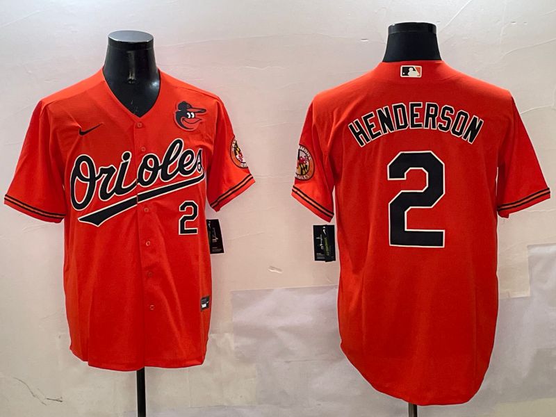 Men Baltimore Orioles #2 Henderson Orange Game 2025 Nike MLB Jersey style 2